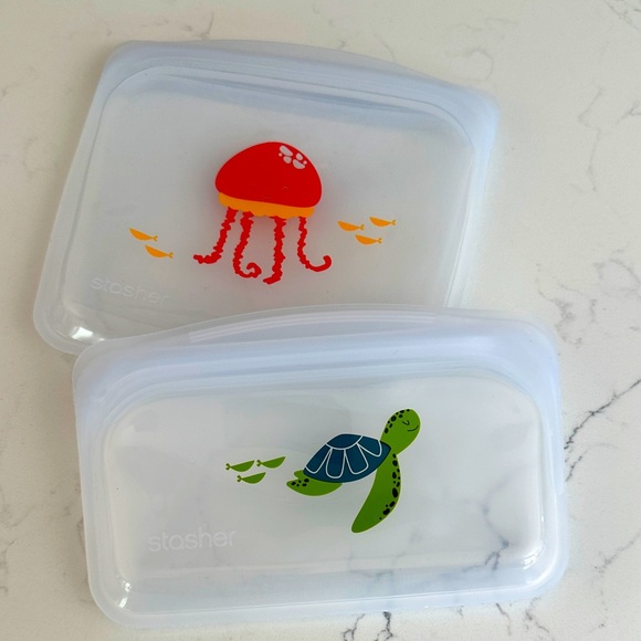 NWOB Stasher Reusable Silicone Bags with Sea Creatures - Picture 1 of 4